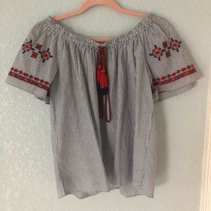 Striped off the shoulder top